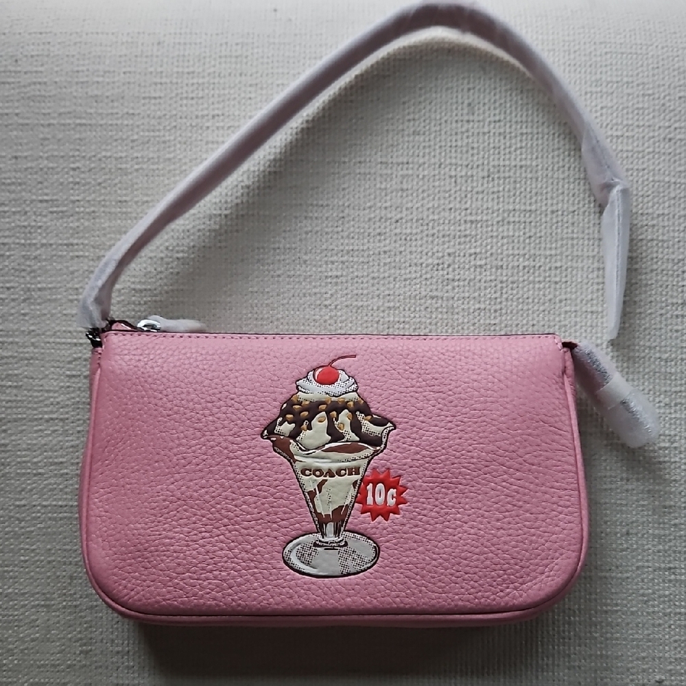 Coach Sundae Embroidered Pink Shoulder Bag